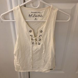 Lace up white tank!